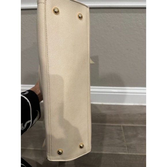 Mellow World Satchel PETA-Approved Vegan Faux Leather Bow Beige BNWT - Picture 6 of 6